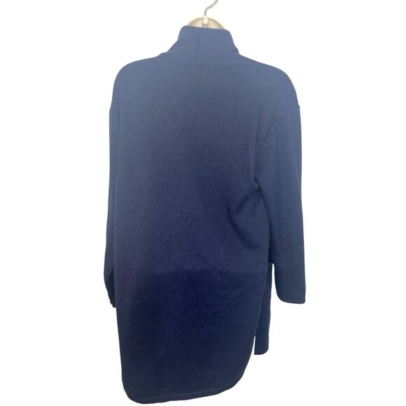 TALBOTS Women's Large Navy Blue Open Front Cardigan Sweater Long Length READ - Picture 8 of 14